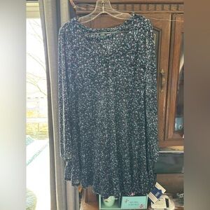 Wild Fable Black Floral Long Sleeve Dress